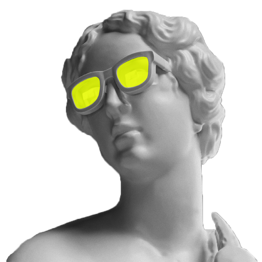 Statue with neon glasses